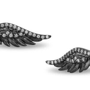 Enchanted Disney Black Rhodium Sterling Silver Maleficent Wings Earrings